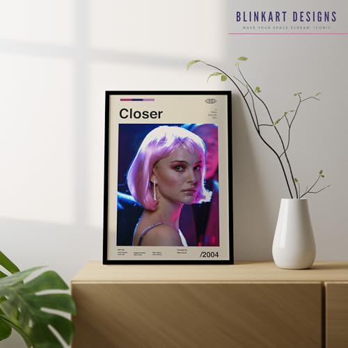 Image of BLINKART Closer (2004) Movie Poster Frame 8x12 Inch | Premium 300 GSM Paper Wall Print | Mid Century Vintage Film Artwork for Home, Bedroom, Living Room, Office | Framed Photo Decor