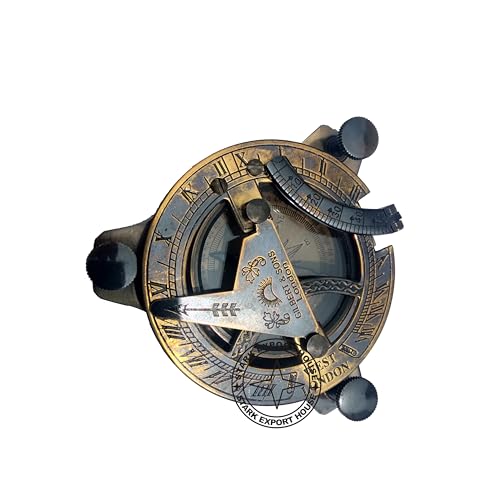 Brújula Sundial de Latón Negro Antiguo 3 Pulgadas con Caja de Madera miniatura 7