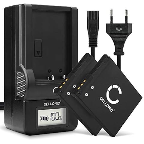 CELLONIC 2X Kamera Ersatzakku DMW-BCL7 DMW-BCL7e für Panasonic Lumix DMC-SZ10 SZ3 SZ8 SZ9 DMC-FS50 DMC-XS1 XS3 DMC-F5 DMC-FH10, Ersatz Akku 600mAh + Ladegerät Kameraakku Akkuladegerät Auflader Cover