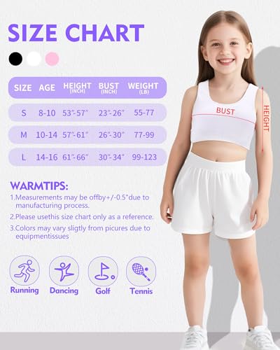 Girls Racerback Sports Bra, Built -Up Stretch Crop Undershirt Seamless Training Bra in Everyday Colors for Teens3