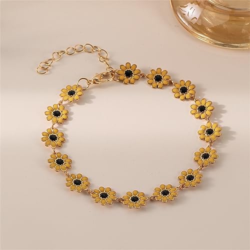 Little Daisy Flower Sunflower Bracelet for Women Dainty White Yellow Multicolor Flower Chain Bracelet Summer Beach Jewelry3