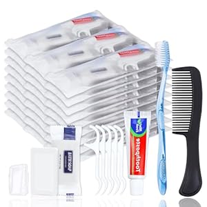 10 Sets Personal Hygiene Kit Bulk, Disposable Toothbrushes with Toothpaste Floss Comb Soap and Cover, Toiletry Kits Homeless Supplies Bulk for Women,Men,Travel,Homeless