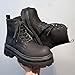 Men's Black Leather Platform Lace-Up Ankle Boots Fashion Round Toe Side Zipper High Top Boots Comfort Non Slip Streetwear Booties (black,11)