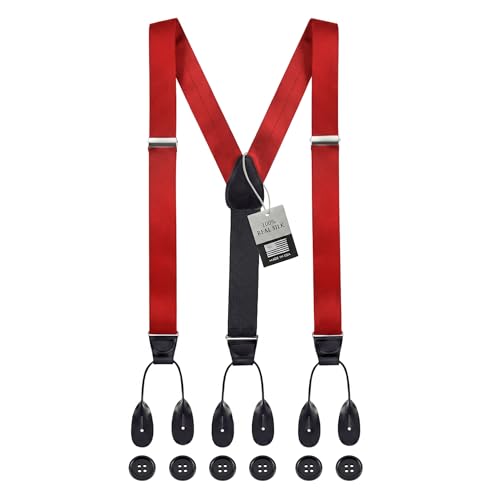 Image of HOLD'EM Tuxedo Suspenders Formal Black 100% Silk Made in USA Button Suspenders for Men Wedding Tux Suspenders for Men