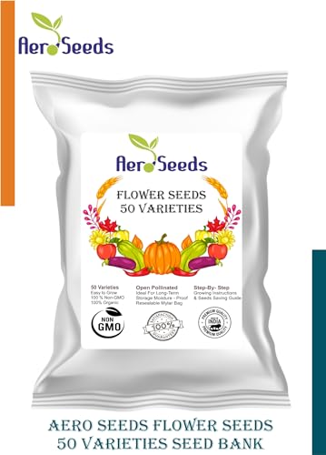 Image of Aero Seeds Combo of 50 varieties flower seeds with instruction manual.