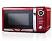 Nostalgia RMO7RR Retro 0.7 cu ft 700-Watt Countertop Microwave Oven, 12 Pre Programmed Cooking Settings, Digital Clock, Easy Clean Interior, Metallic Red