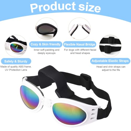 COYUN 2 Stück Sonnenbrille für Hunde, Hundebrille für Kleine Hunde UV Schutz Winddichte Wasserdichter, Haustier Sonnenbrillen mit Einstellbar Gummiband, Schwarz, Rot