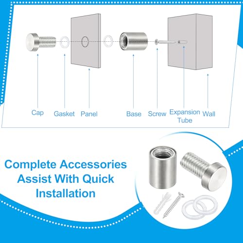 Image of PATIKIL 1 /2 inch x 3.2 inch Standoff Screws, 12 Pack Stainless Steel Wall Mount Sign Standoffs Mounting Hardware Advertising Nail for Hanging Acrylic Picture Frame, Silver