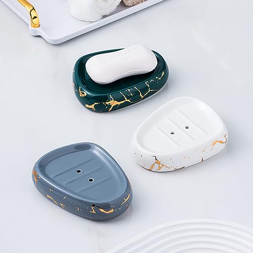 Zielony 5-częściowy zestaw dozowników mydła łazienkowego – ceramiczny dozownik mydła mydelniczka 2 kubki na szczoteczki do zębów i uchwyt elegancki złoty marmurowy wzór stylowa dekoracja domu