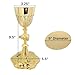 Needzo Embossed Brass Chalice and Paten Set, Catholic Church Communion Supplies, 9.5 x 5.5 Inch Goblet with 5” Diameter Plate