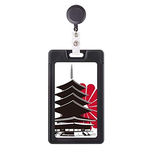 Porte-badge rétractable japonais chrysanthème temple enrouleur carte d'identité