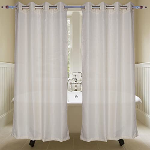 Image of 182 cm (6 ft) Waterproof Shower Curtain with Eyelets | Window Polyester Zigzag Design | Off White Colour | (Pack of 2) | Waterproof Bathroom Shower Curtain | 182 L x 121 W cm