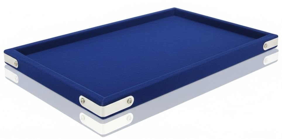 Image of Velvet Jewellery Display & Beading Tray | 12 x 9 Inch Organizer Tray for Necklaces, Bracelets, Cosmetics & Craft Storage | Soft Velvet Finish, Durable & Multipurpose (Pack of 1) (Blue)