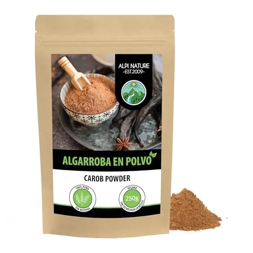 Goma de algarrobo (250g), algarrobo en polvo oscuro, algarroba natural y vegano, secados y molidos suavemente, polvo de algarrobo sin aditivos