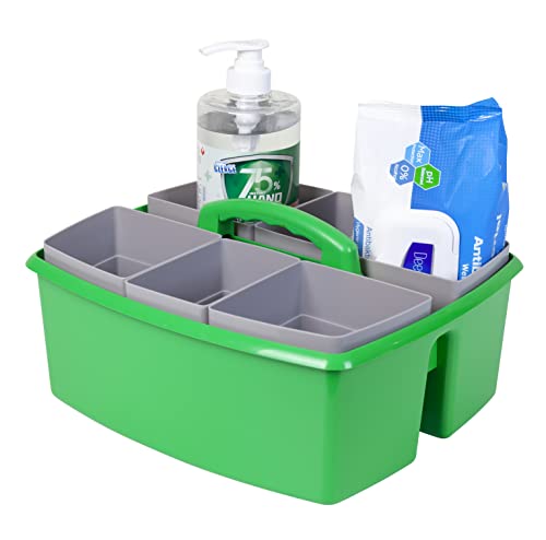 Image of Storex Large Classroom Craft Caddy with Cups, 13 x 11 x 6.575 Inches, Green, Case of 2 (00983A02C)