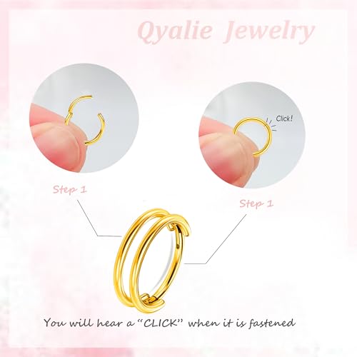 2 PCS Small Cartilage Double-Hoop Helix Conch Piercing Earrings With Cubic Zirconia For Women Trendy 14K Gold Plated Titanium Surgical Stainless Steel Sets Jewelry3