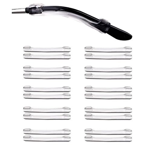 10Pairs 2.2inch Long Soft Silica Anti-Slip Glasses Prevent Slippery Ear Pads Eyeglasses Temple Tips Sleeve Eyewear Retainer Ear Hooks Sunglasses Leg Holder(Clear) Cover