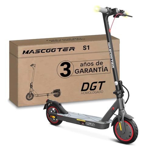 MASCOOTER S1 | Patinete Eléctrico Adultos Homologado DGT - Intermitentes & Regeneración de Batería al Frenar - 300W, 600W MAX, 20km Autonomía, Ruedas 8.5' Aire - Frenos Eléctricos y de Disco