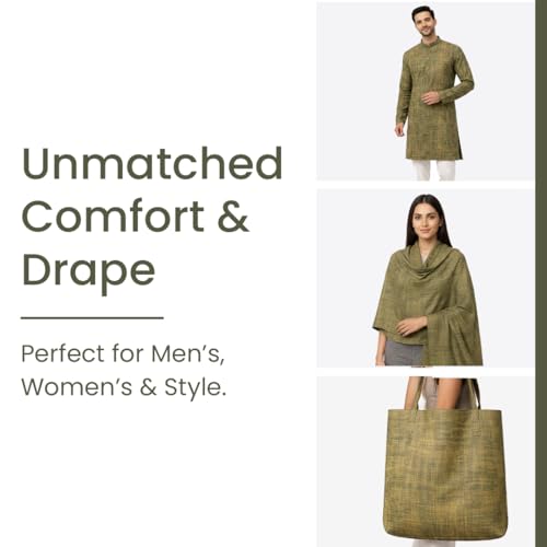 Image of Cotton Fabric Material for Men and Women (5 Meter, Dark Mehandi), Solid