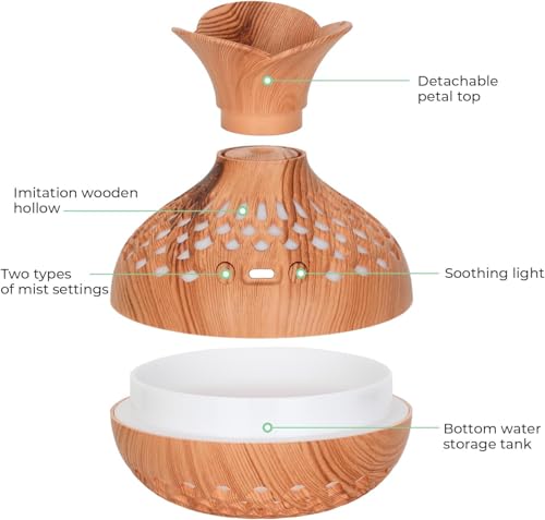 Image of Flower Shape Flame Humidifier & Diffuser | LED Atmosphere Light, Aromatherapy Oil Diffuser | Noiseless & Safe with Auto Power Off for Home /Office