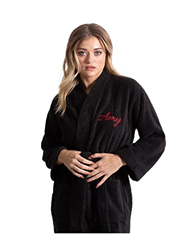 Image of Turkuoise Soft & Absorbent Towel Robe, 100% Cotton Turkish Terry Cloth Kimono Bathrobes for Women