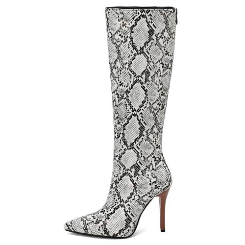 Stiletto Pointed Toe High Heels Knee High Boots for Women Sexy Dressy Winter Shoes2