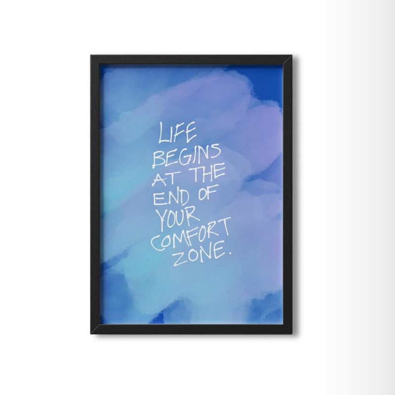 Image of Wall Framed Posters | 8x12 inch size | Motivational Quotes Posters |Motivational Photo Frame - inchLife Begins at the End of Your Comfort Zone inch - Inspirational Wall Decor for Office, Home, or Study Room