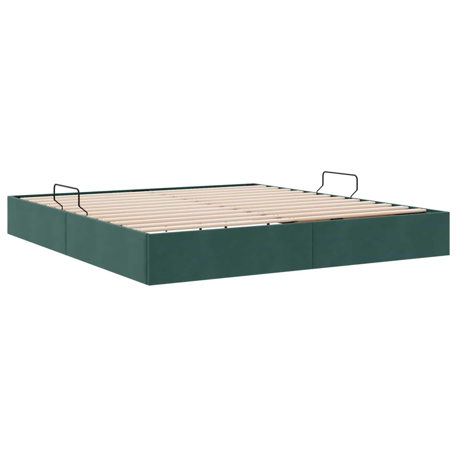 Marco de cama otomana de 160 x 200 cm de terciopelo con espacio de | Elegante marco de cama tapizado para dormitorio con elevación hidráulica, estructura de metal resistente y capacidad de carga