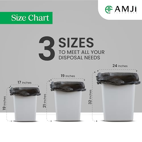 Image of Garbage Bags Medium | 180 Count | 30 Bags x 6 Rolls | 19 x 21 Inches Dustbin /Trash Bags | Black Disposable Bags with Detachable Tie-Tape | For Kitchen, Home, Hotel, Wet & Dry Waste