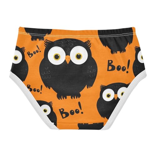 Toddlers Underwear Floral 2t Cotton Girl Panties Cute Designer Briefs Underpants Cute Cartoon Black Owls Orange2