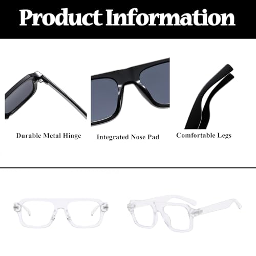 Image of LJCZKA Blue Light Blocking Glasses for Men Women Square Thick Frame Anti Eyestrain Computer Gaming Clear Lens Eyeglasses
