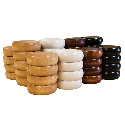 Neutral 4 Player Crokinole Disc Party Pack (52 Discs) (Add a Velvet Pouch, Large Discs - 1 1/4 Inch Diameter (3.2cm))
