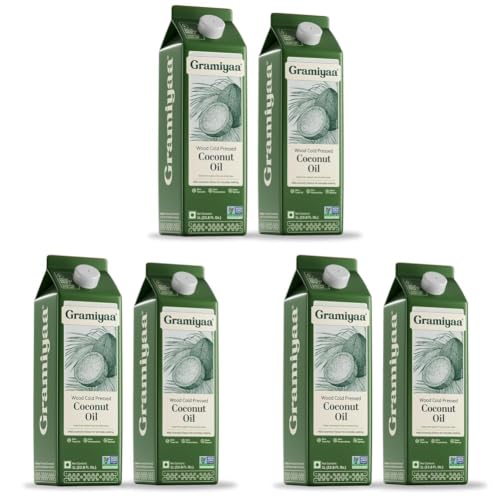 Image of Gramiyaa Cold Pressed Coconut oil 2 Litre | Traditionally Extracted | Chemical-free, Zero Trans-fat Cooking oil | Unrefined | Kachi Ghani Coconut oil for Cooking (Pack of 3)