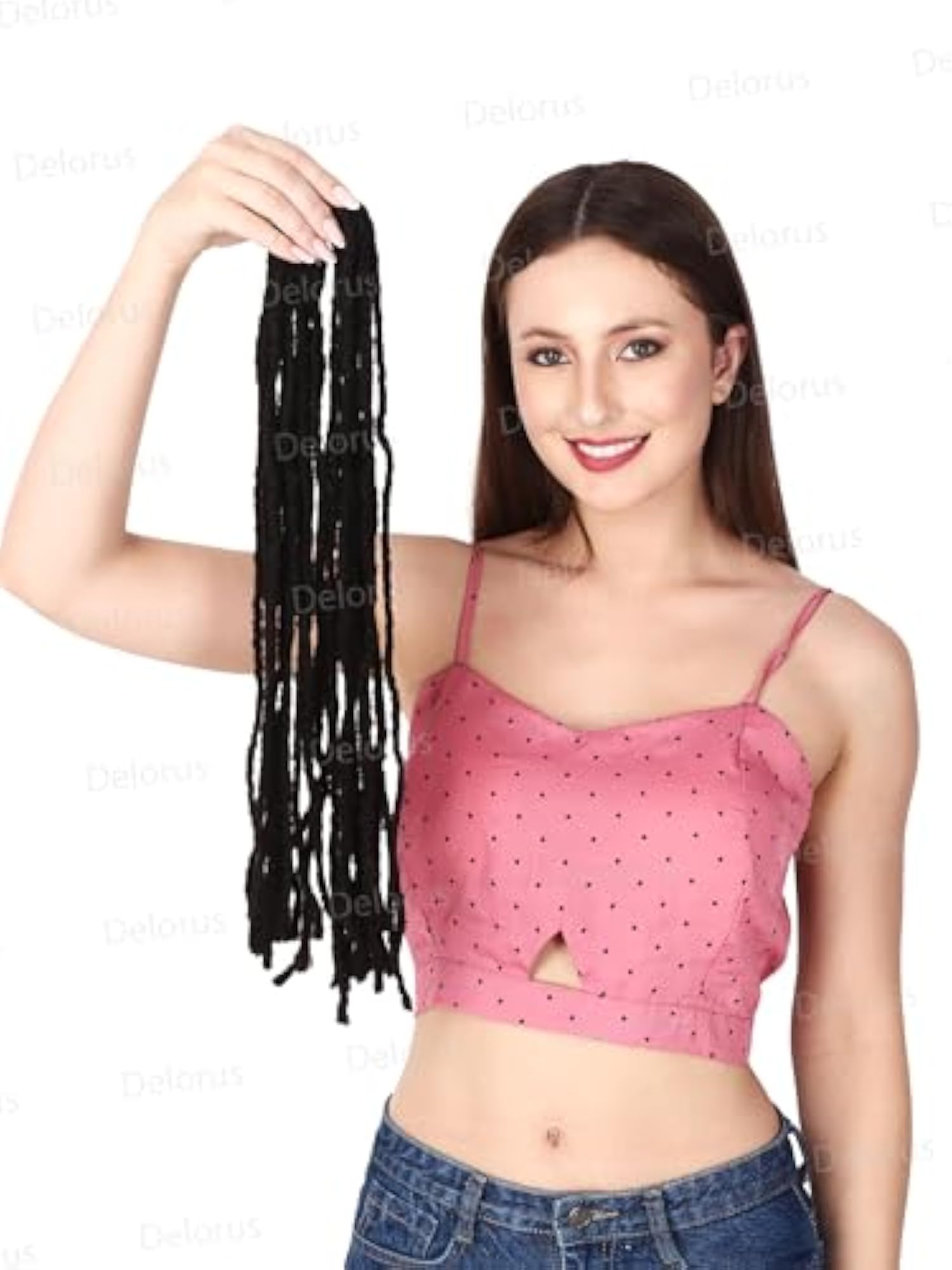 Double-Ended Synthetic Crochet Dreadlocks, 22-Inch, Black