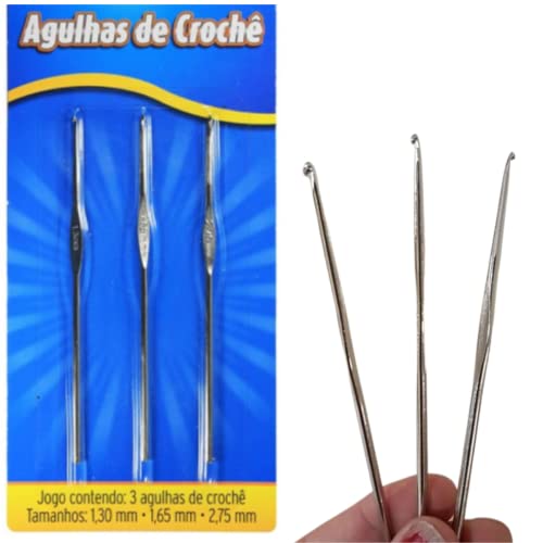 kit Agulha de Croche 3 Pcs p fazer artesanatos 3 tamanhos