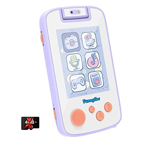 EASEGMER Kids Smart Toy Phone with 4G TF Card Learning Play Cell Phone Music & Story Player with 180 ° Roller Flipping Camera Best Xmas Gift for Boys and Girls (Purple) Cover