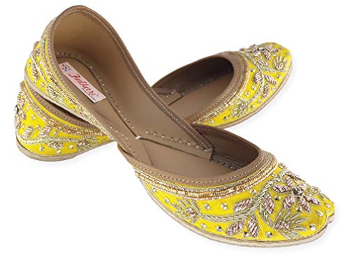 Image of Fulkari Women's Murraya Genuine Soft Leather Juttis | Bite and Pinch Free Jutis | Punjabi Jutti For Ladies | Bridal Ethnic Stylish Mojari Flats For Girls |