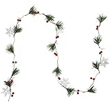 Pre-lit LED Battery Operated Berry and Snowflake Christmas Garland - 6' - Warm White
