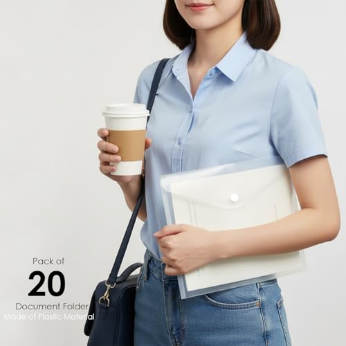 Image of Shuban A5 Small Document File Folder | Plastic Envelope Files | Waterproof Expanding File Folder for Office, School, Bills, Receipts, Certificates & Travel Documents(20Pcs-Mix Color)