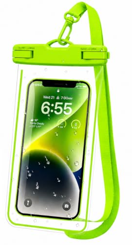Image of Waterproof Phone Pouch, IPX8 Universal Waterproof Phone Case Dry Bag with Lanyard for iPhone 14 13 12 11 Pro Max XR X XS SE 8 Plus Samsung S23 S22 Ultra S21 S10 S9 (Grren- Pack-01)