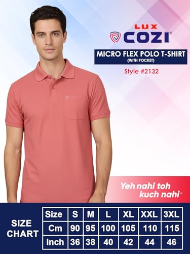 Image of Lux Cozi Men's Cotton Blend Polo T-Shirt with Chest Pocket | Collar T-Shirts for Men | Half Sleeves | Plain - Regular Fit (Pack of 2)