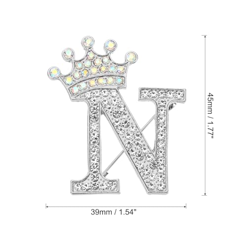 Image of PATIKIL Letter Brooch Pins, Crown Initial Rhinestone Alphabet Letter Lapel Badges Pin for Women Suits