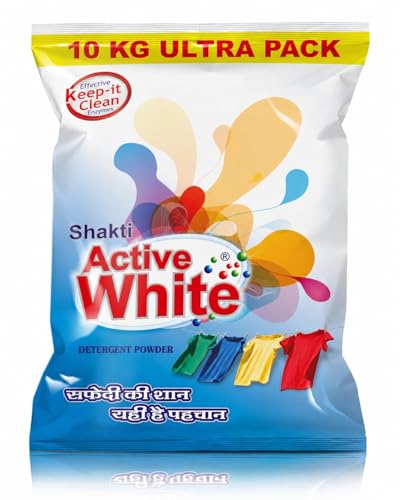 Image of Active White Ultra Detergent Washing Powder, 10 kg Ultra Pack | Laundry Detergent | Removes Tough Stains | High Efficiency | Superior Cleaning | Power Boosters