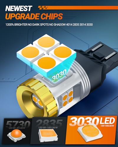 Image of SEALIGHT 7443 7440 LED Bulbs for Turn Signal Lights, Super Bright 7440 7441 7444 T20 W21W LED Light Bulb Amber Yellow for Marker Blinker Bulb(2PCS)