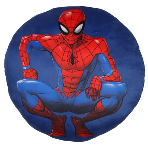 sarcia.eu MARVEL Spider-Man MORBIDA Cuscino decorativo, ornamentale, VELOUR rotondo per la camera dei bambini 33cm OEKO-TEX (G)