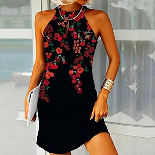 Fine Clothes Womens Dresses For Wedding Guest, Summer Dress For Women Beach Maternity Elegant Wedding Guest Sleeveless Leopard Print Ribbed Dress Formal Dresses For Wedding Guest Red #TOP2