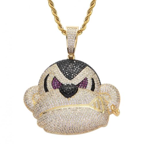 Collier gorille et singe hip-hop homme avec pendentif zirconium créatif