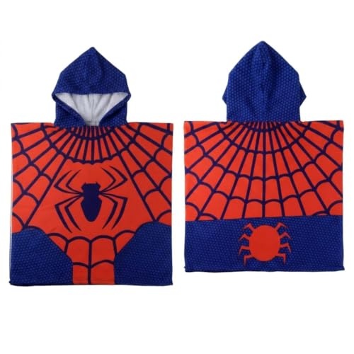 Poncho Spiderman menino e menina - poncho infantil Spiderman com capuz e secagem rápida, toalha de poncho para crianças, praia, piscina e verão, casa de banho infantil leve e absorvente