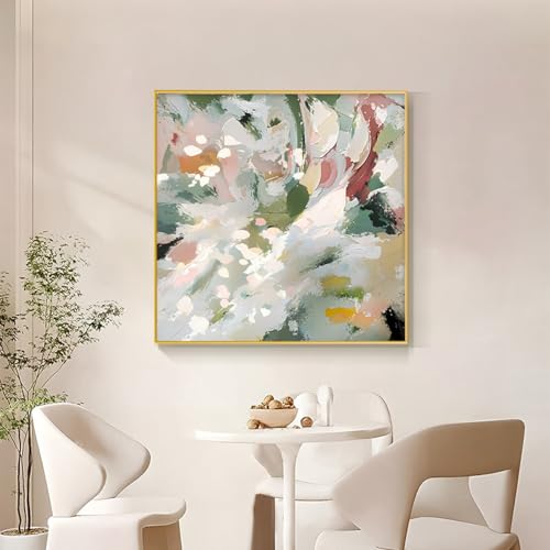 Posters et arts decoratifs tableau fleur abstraite verte chambre
