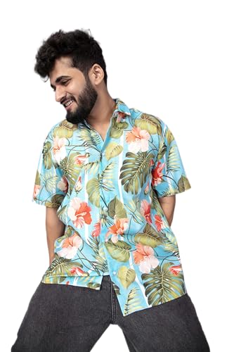 Image of Half Sleeve Relaxed Fit Men's Casual Shirt | Cotton Blend Oversized Shirts for Men Loose fit | Oversized Printed Shirts for Men | Men's Half Sleeve Relaxed Fit Shirt Fashion